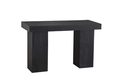 Padula 30" Matte Black Console Table with Mango Veneer and Double Pillar Base - Angle