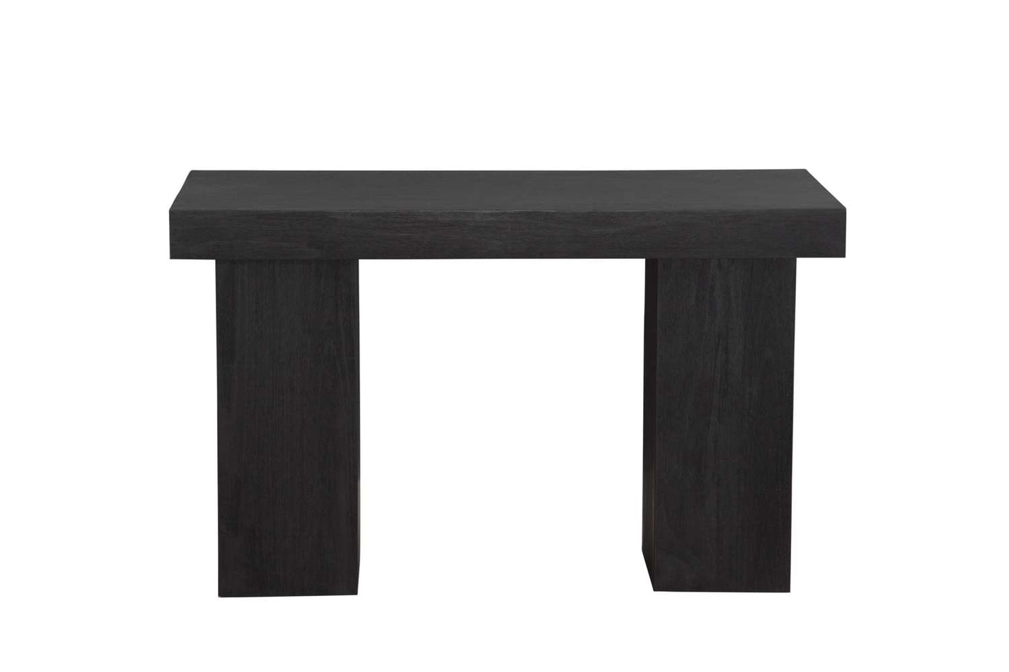 Padula 30" Matte Black Console Table with Mango Veneer and Double Pillar Base - Straight On