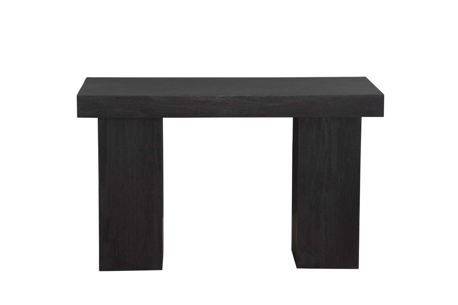 Padula 30" Matte Black Console Table with Mango Veneer and Double Pillar Base - Straight On