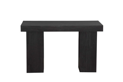 Padula 30" Matte Black Console Table with Mango Veneer and Double Pillar Base - Straight On