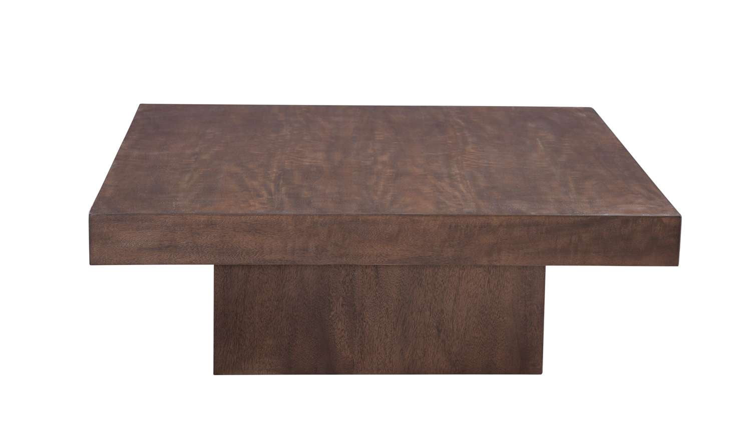 Padula 14" Modern Brown Oak Coffee Table with solid wood and Mango Veneers - Straight On
