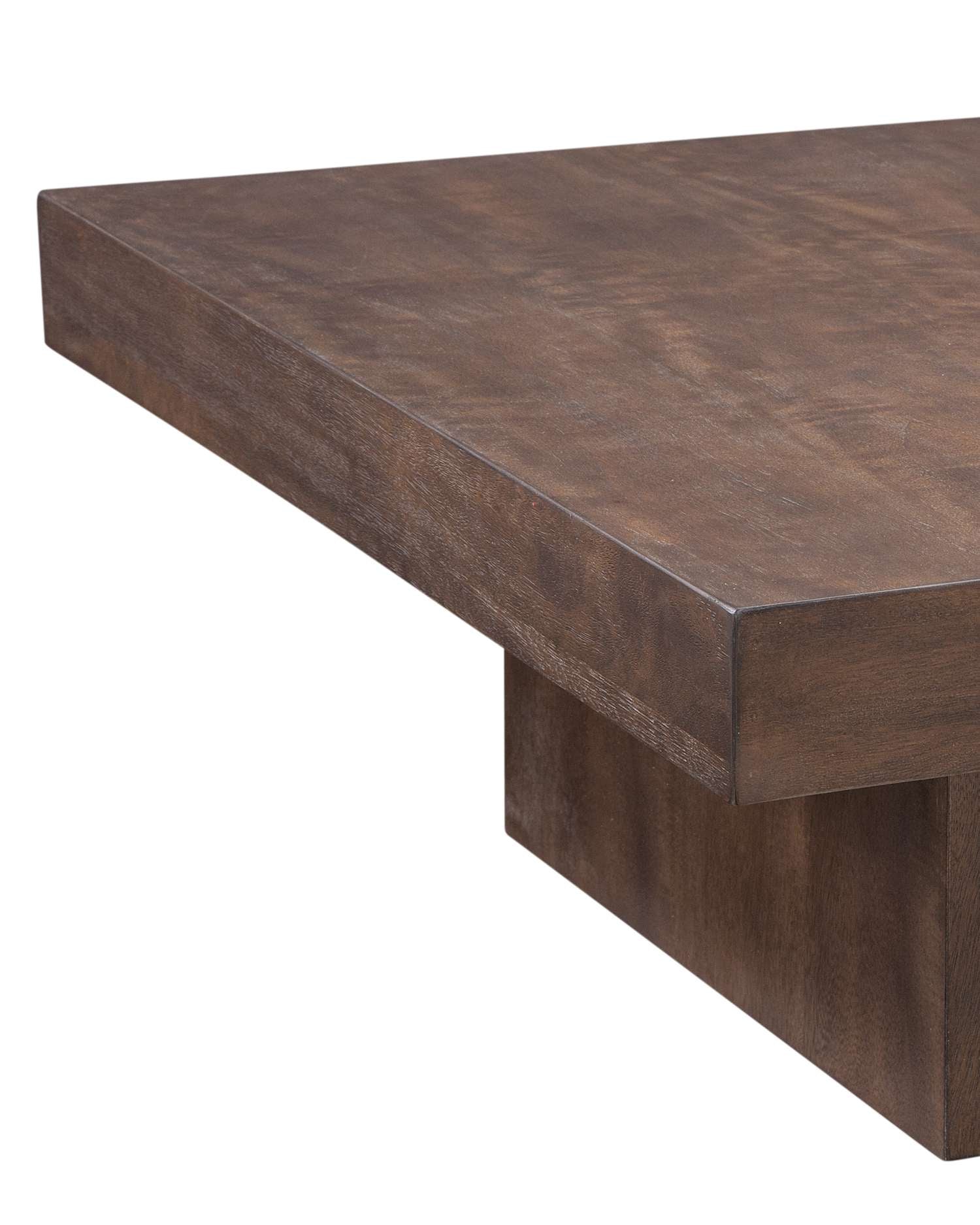 Padula 14" Modern Brown Oak Coffee Table with solid wood and Mango Veneers - Detail