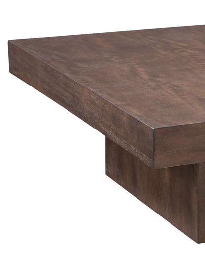 Padula 14" Modern Brown Oak Coffee Table with solid wood and Mango Veneers - Detail