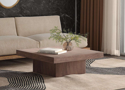 Padula 14" Modern Brown Oak Coffee Table with solid wood and Mango Veneers - Room Scene