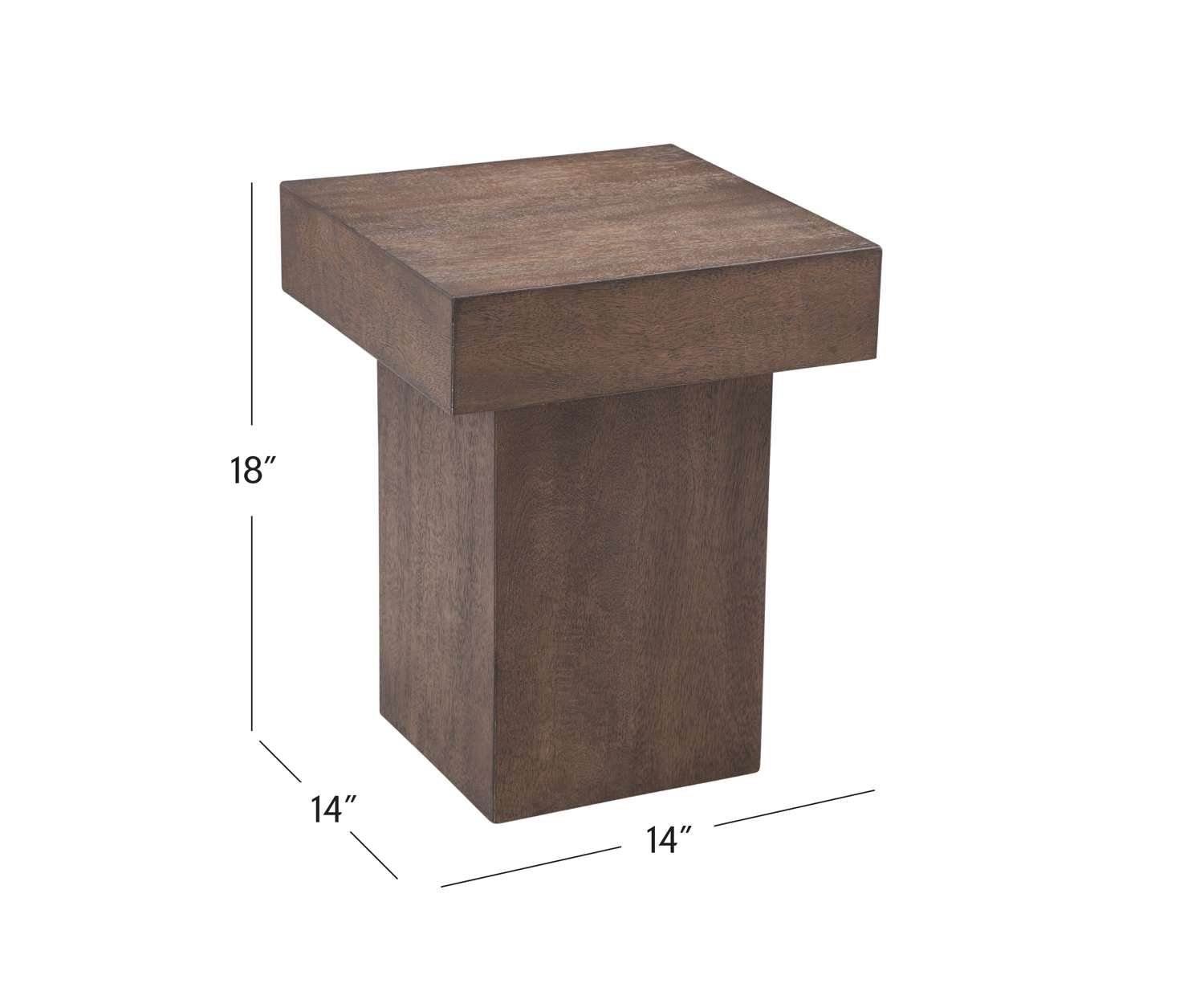 Padula Brown Oak Small End Table - Dimensional