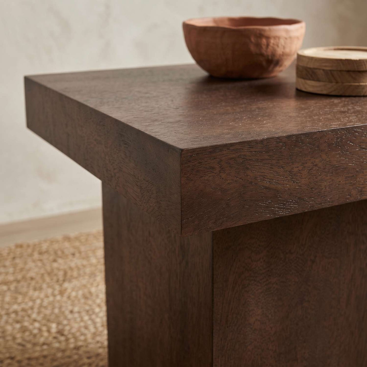 Padula 24" Modern Large End Table Mango Veneers and Rectangular Top - Enhanced