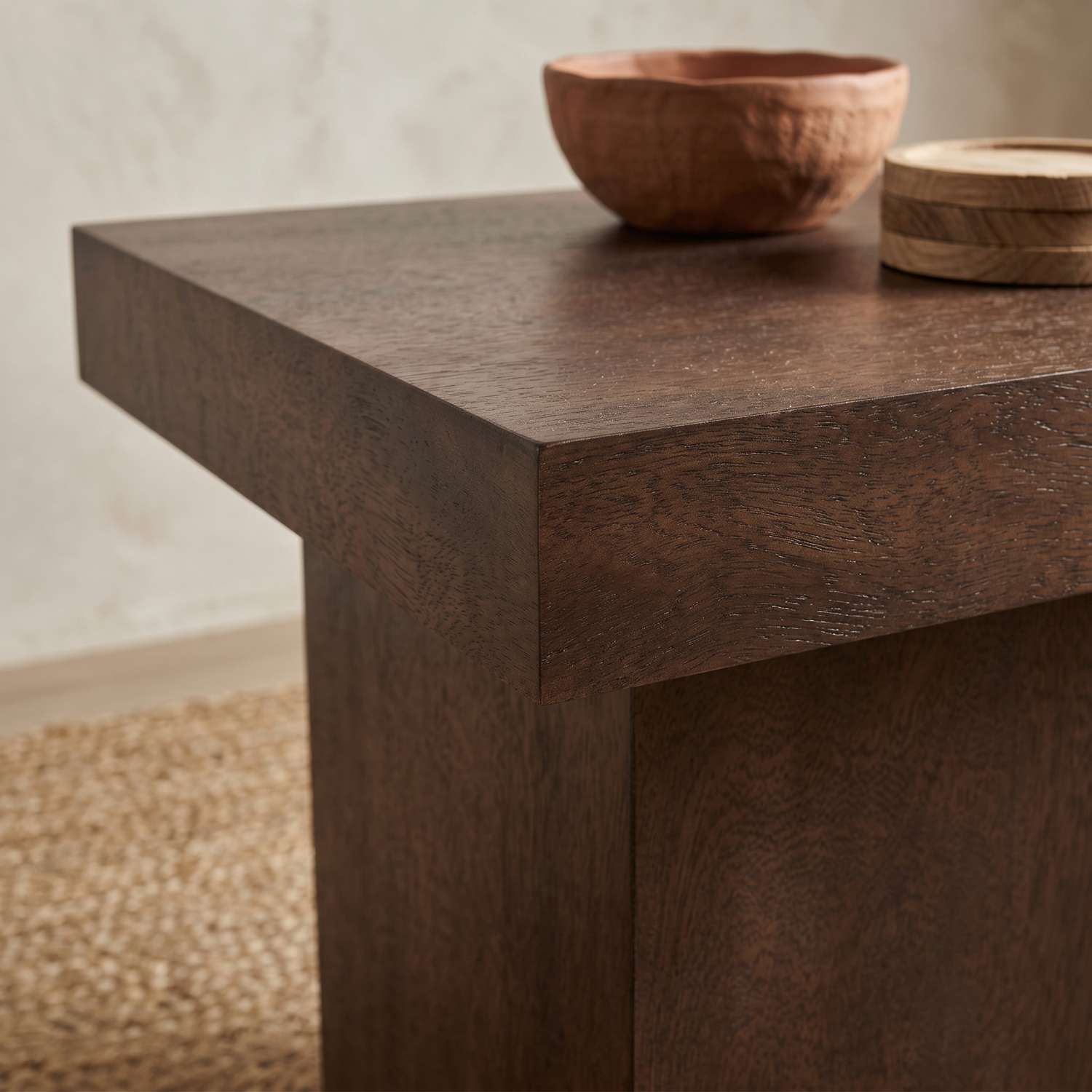 Padula 24" Modern Large End Table Mango Veneers and Rectangular Top - Enhanced