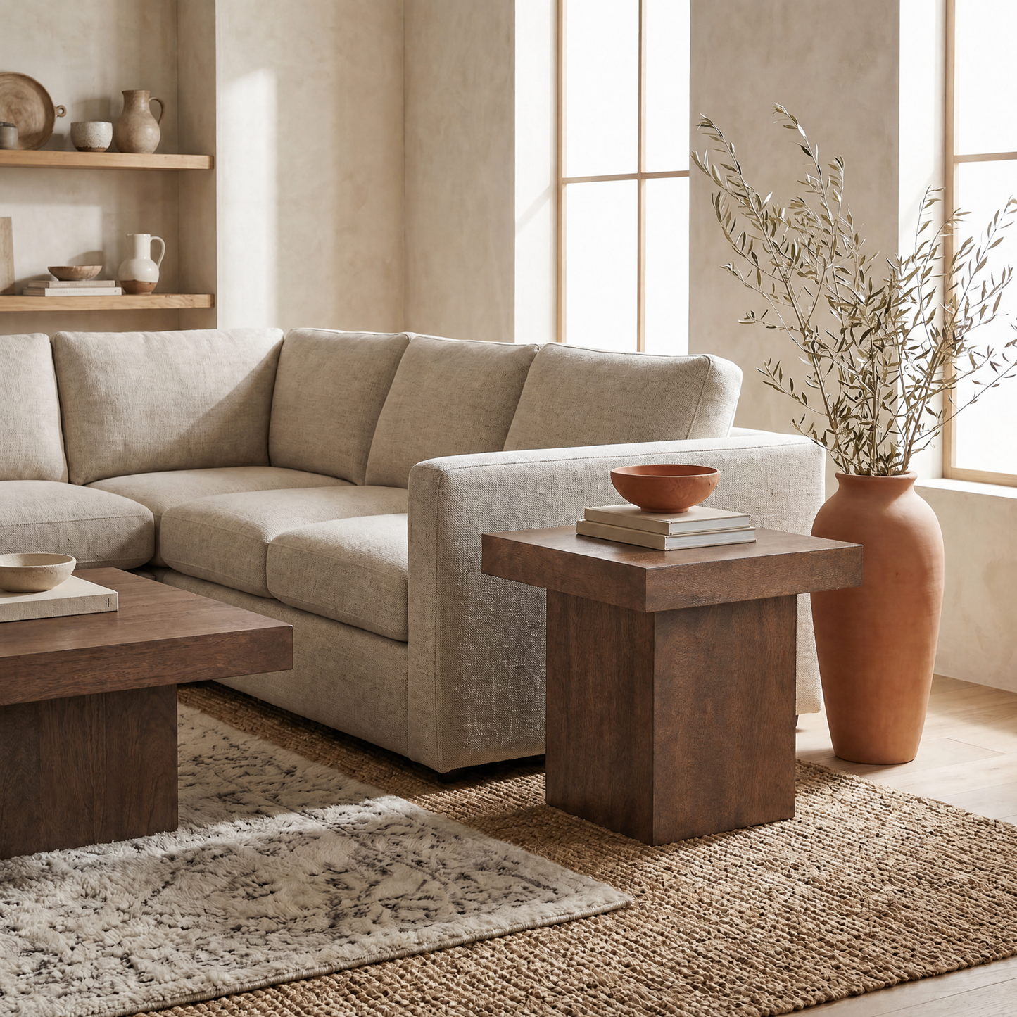 Padula 24" Modern Large End Table Mango Veneers and Rectangular Top - Enhanced