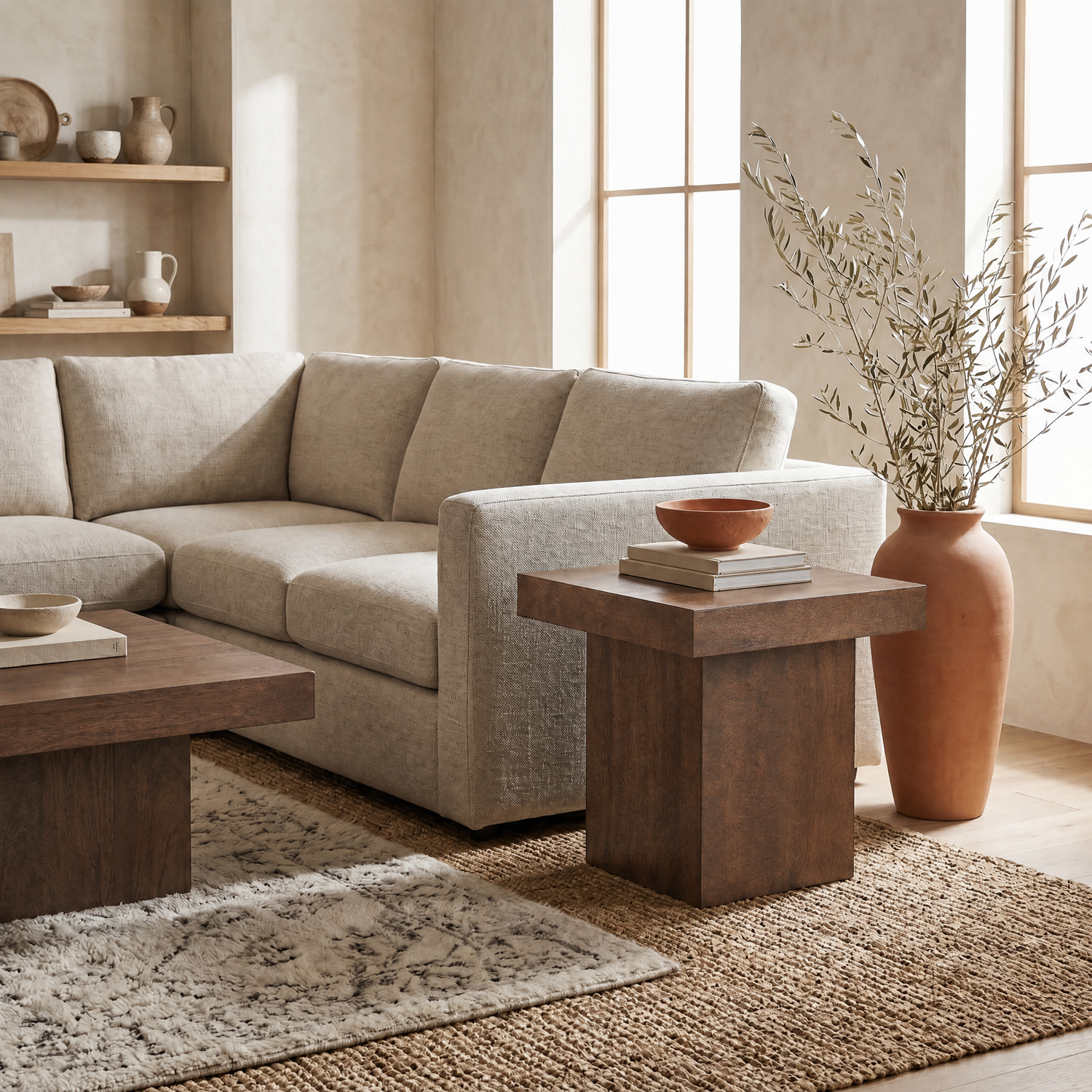 Padula 24" Modern Large End Table Mango Veneers and Rectangular Top - Enhanced