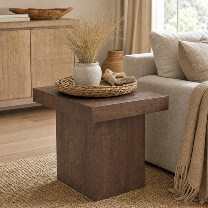 Padula 24" Modern Large End Table Mango Veneers and Rectangular Top - Enhanced