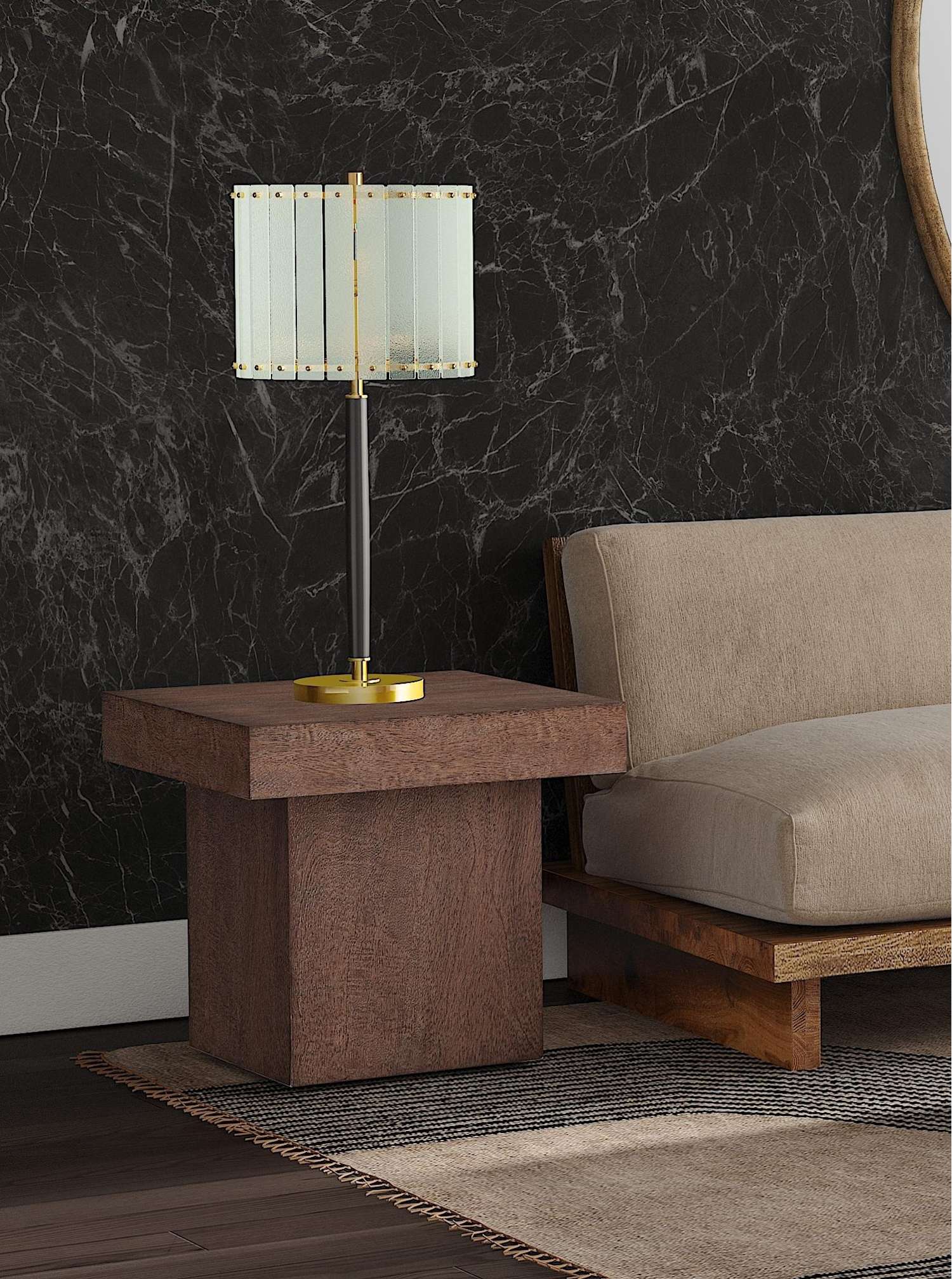 Padula 24" Modern Large End Table Mango Veneers and Rectangular Top - Room Scene