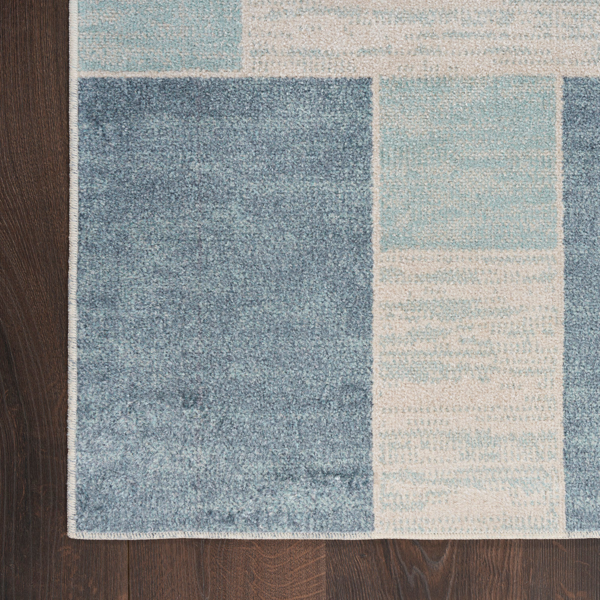 Nourison Astra Blue & Ivory Pet Friendly Machine Washable Rug - Corner