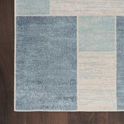 Nourison Astra Blue & Ivory Pet Friendly Machine Washable Rug - Corner