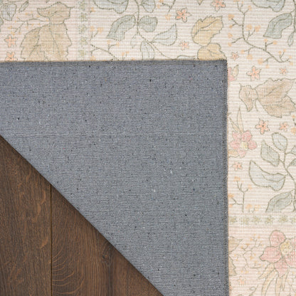 Nourison Botanical Beige & Multicolor Machine Washable Rug - Corner