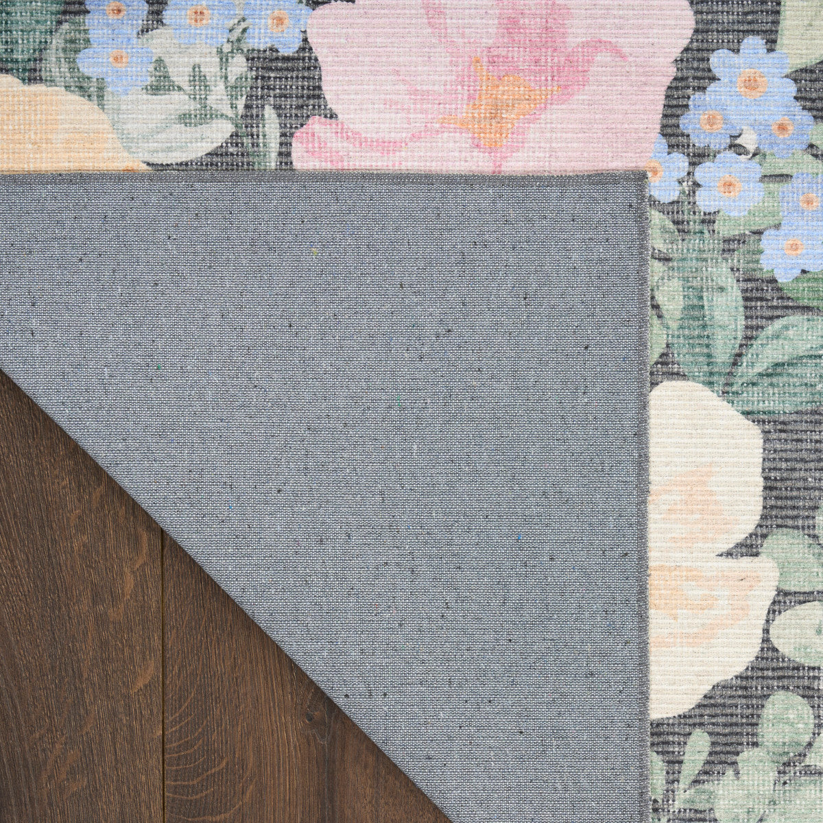 Nourison Botanical Charcoal & Multicolor Machine Washable Rug - Corner
