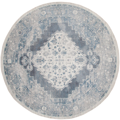 Nourison Astra Blue & Ivory Pet Friendly Machine Washable Rug - 4' Round