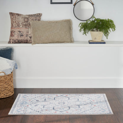 Nourison New Concept Ivory & Blue Machine Washable Rug - Room Scene