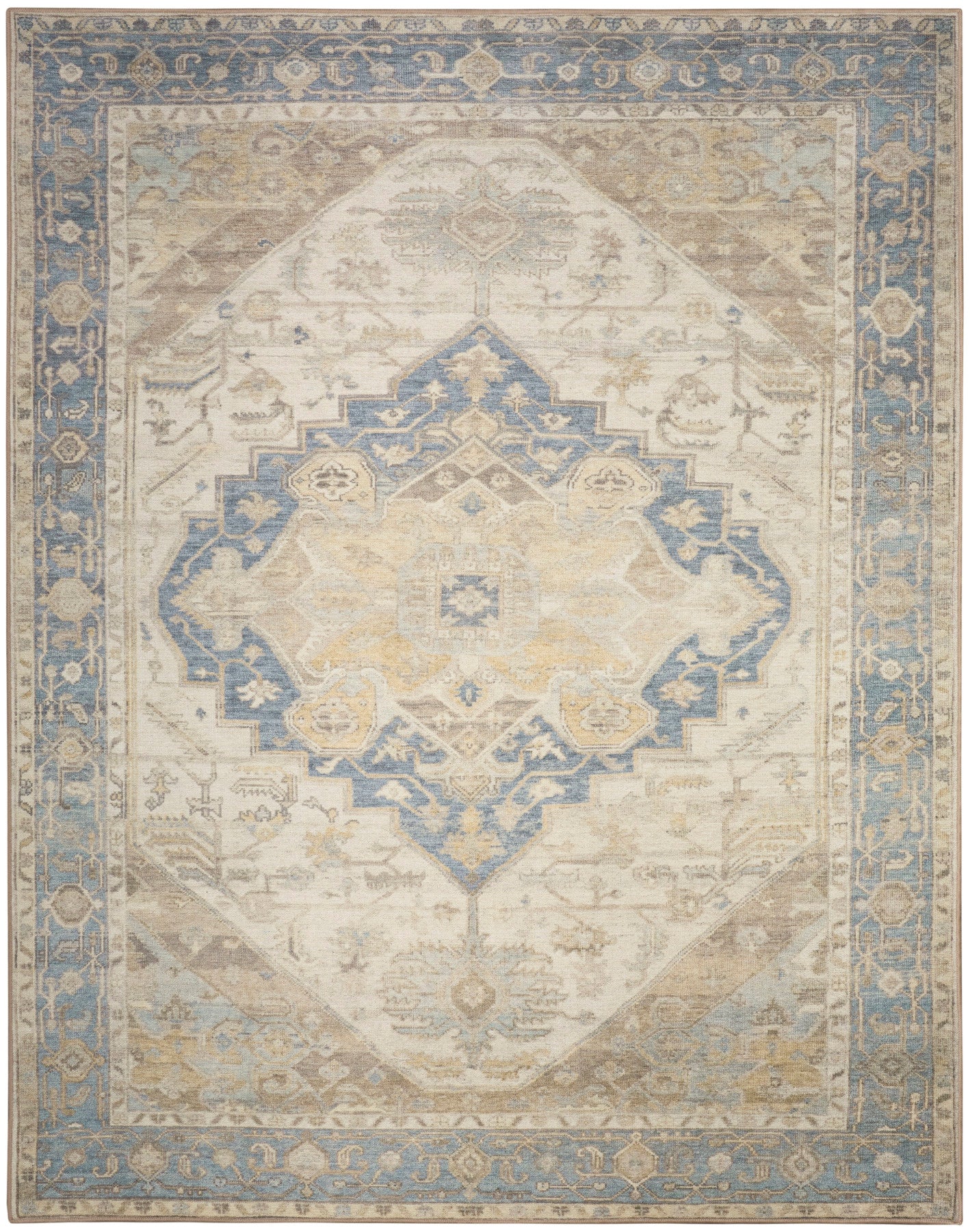 Nourison Vintage Blue & Green Machine Washable Rug - Main