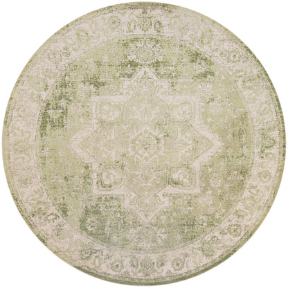 Nourison Astra Ivory & Green Pet Friendly Machine Washable Rug - 5'3" Round
