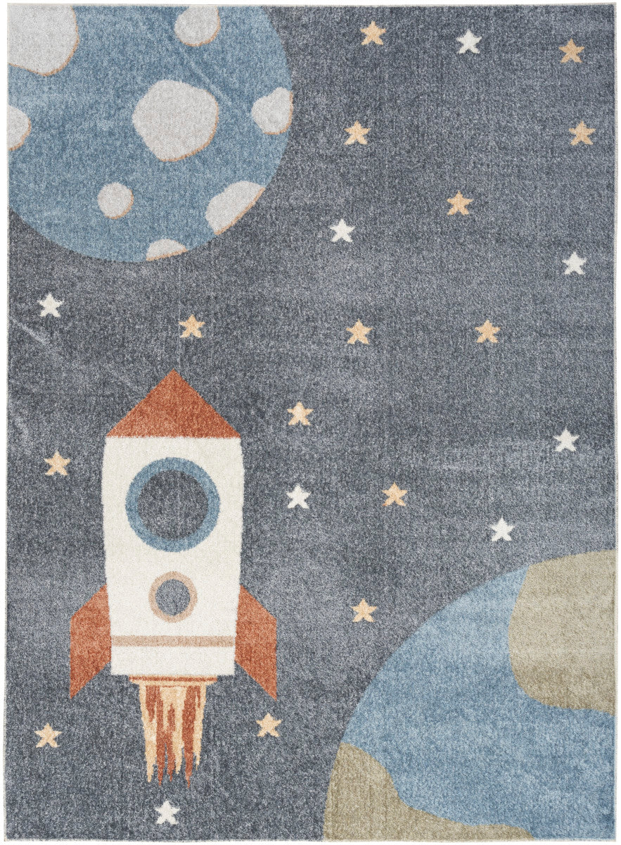 Nourison Astra Sky Blue Pet Friendly Machine Washable Rug - 5'3" x 7'
