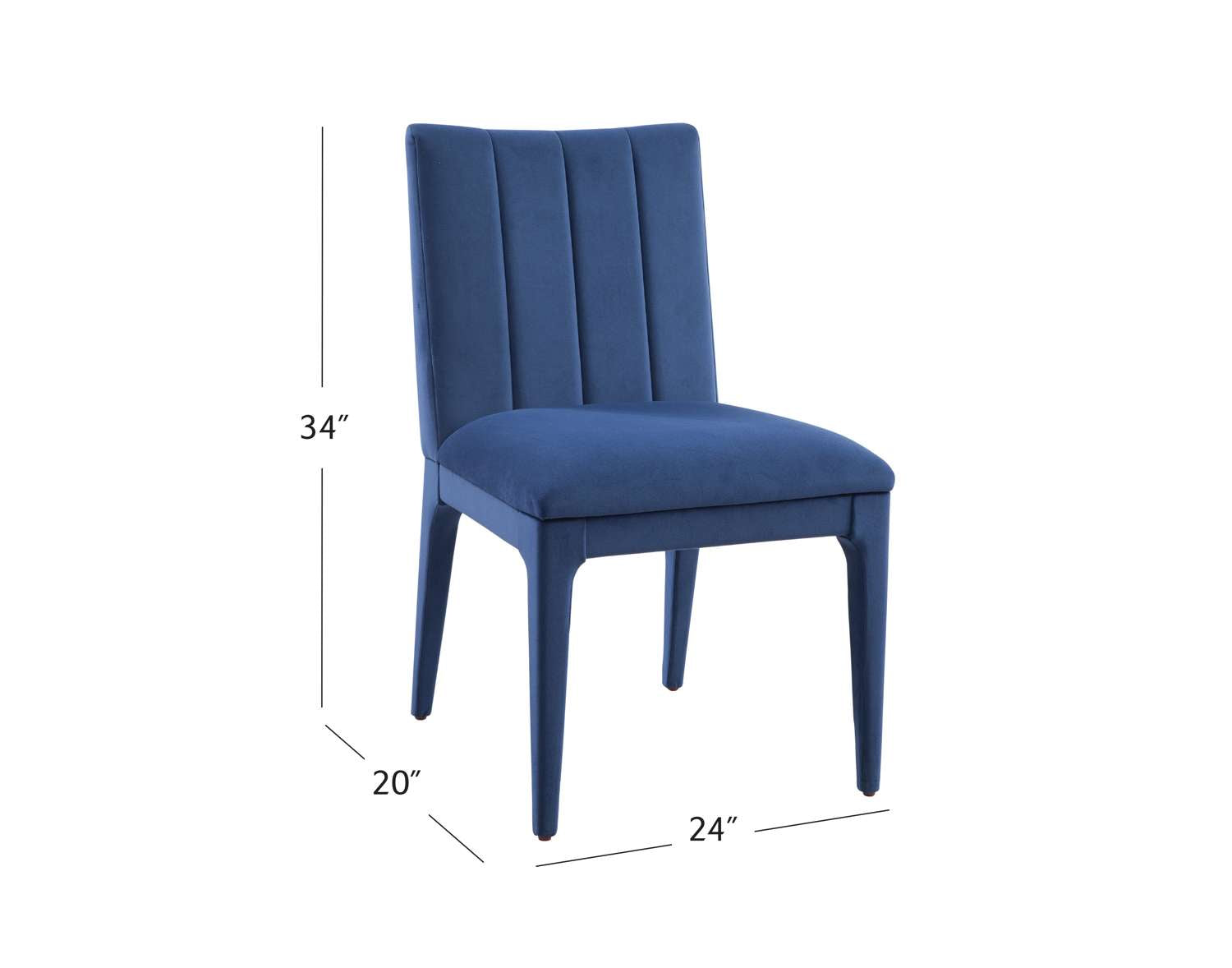Brianne Navy Dining Chair (Set of 2) - Dimensional