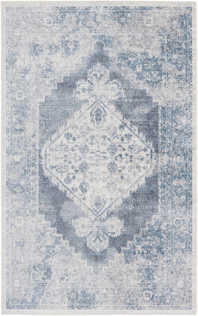Nourison Astra Blue & Ivory Pet Friendly Machine Washable Rug - 2'2" x 4'