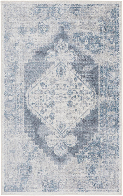 Nourison Astra Blue & Ivory Pet Friendly Machine Washable Rug - 2'2" x 4'