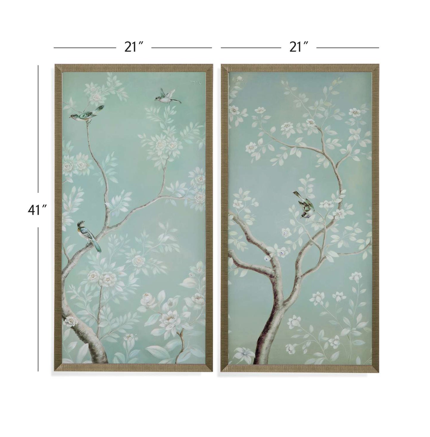 Birds & Flowers Framed Print s/2 - Dimensional