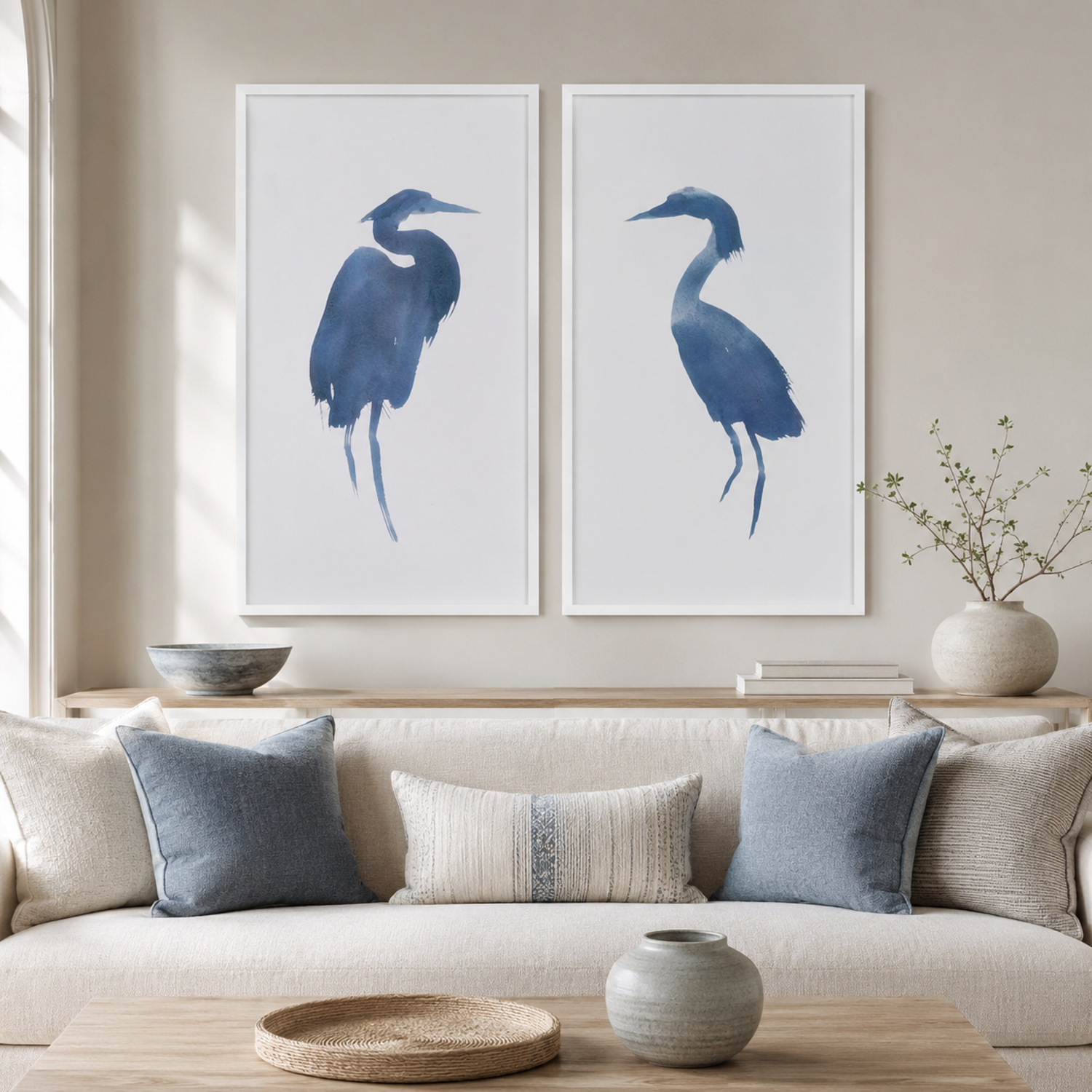 Heron In Blue Framed Print s/2 - Main