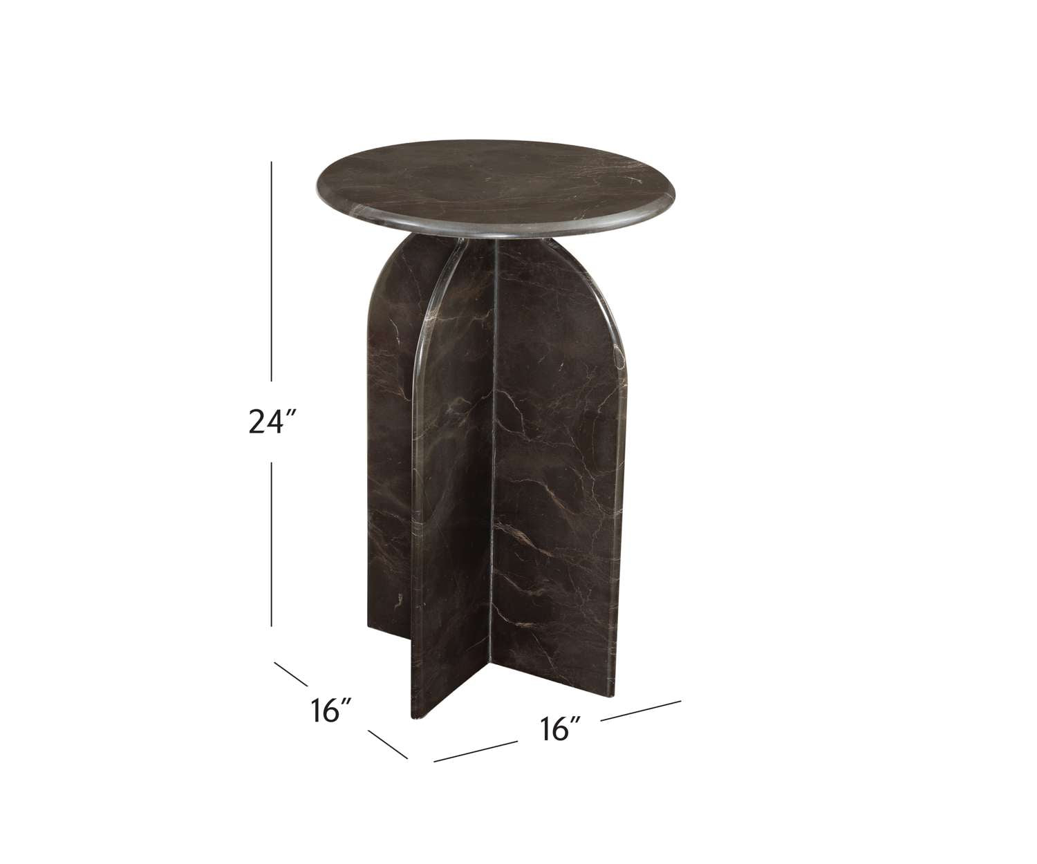 Abbey Brown Accent Table - Dimensional