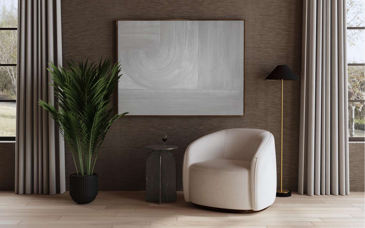 Abbey Brown Accent Table - Room Scene