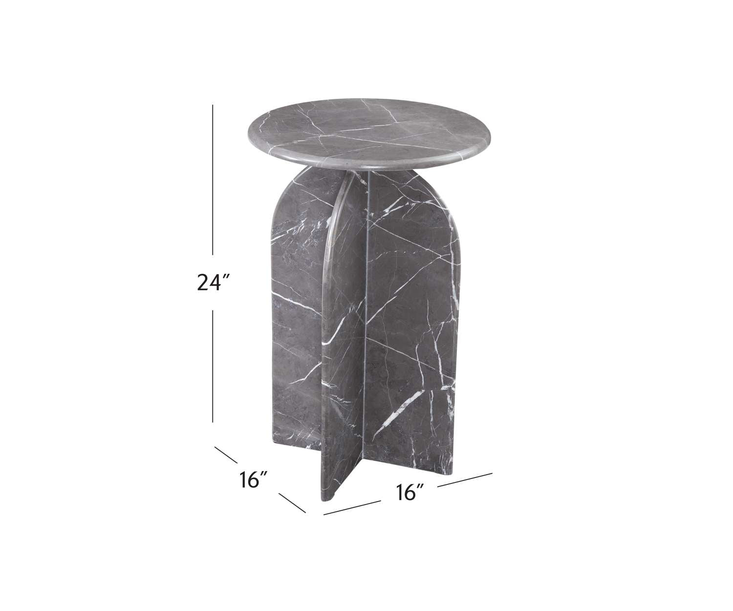 Abbey Gray Accent Table - Dimensional