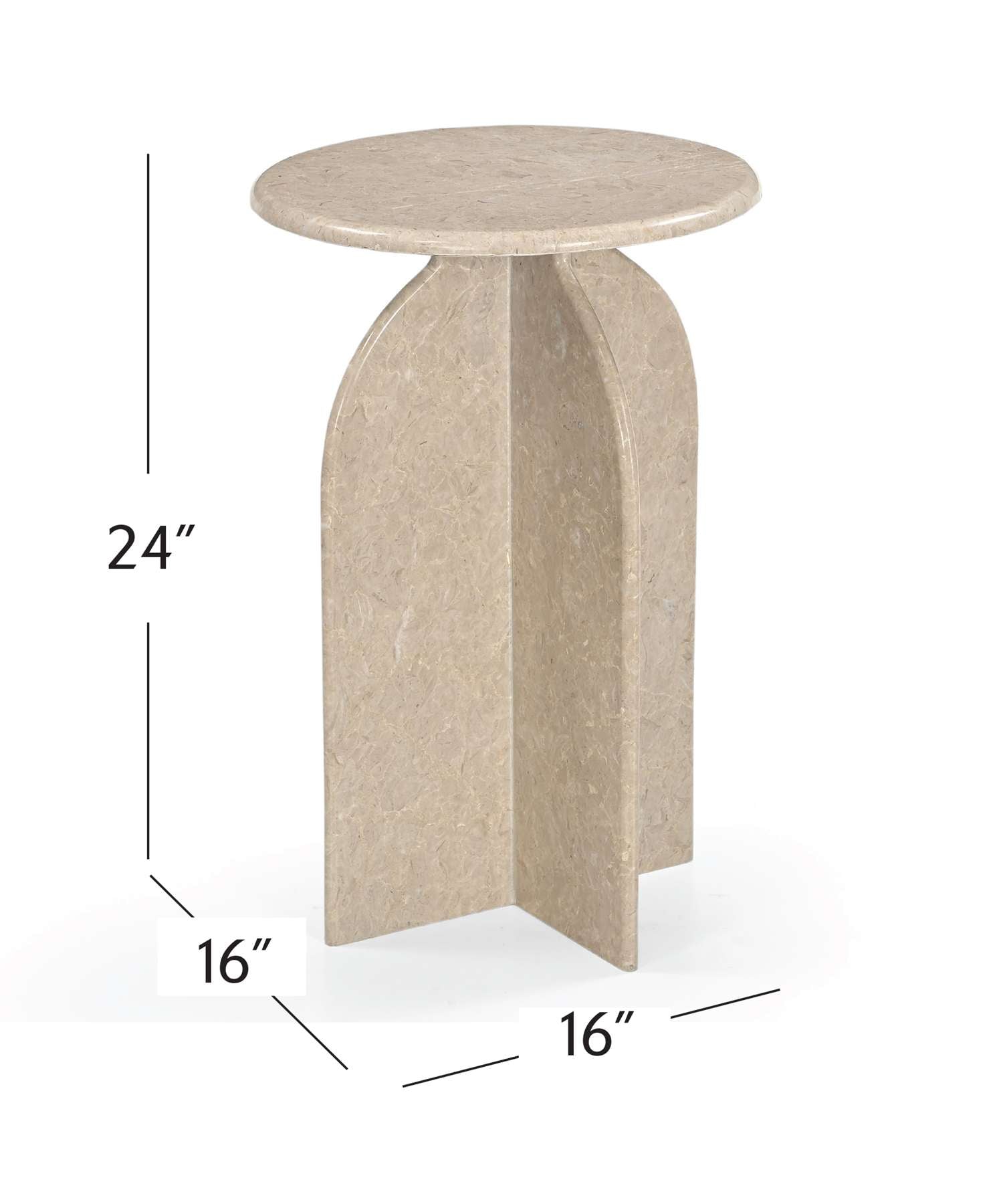 Abbey Feather Accent Table - Dimensional