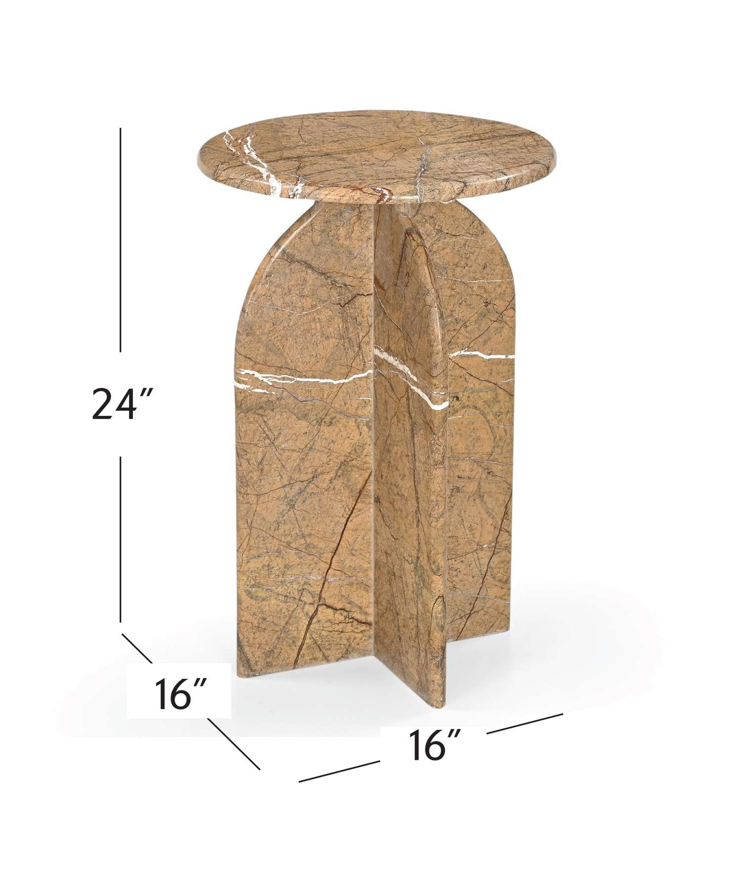 Abbey Amber Accent Table - Dimensional