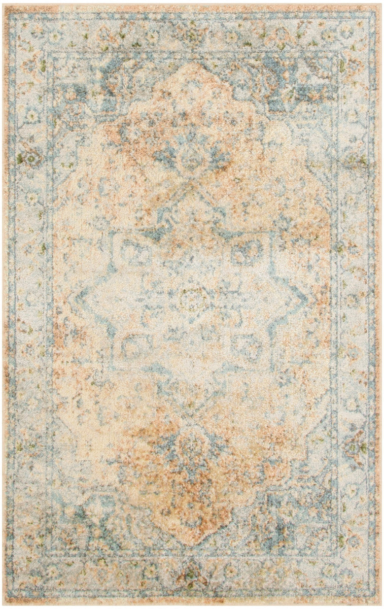 Nourison Astra Beige & Blue Pet Friendly Machine Washable Rug - 2'2" x 4'