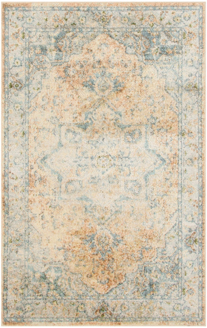 Nourison Astra Beige & Blue Pet Friendly Machine Washable Rug - 2'2" x 4'