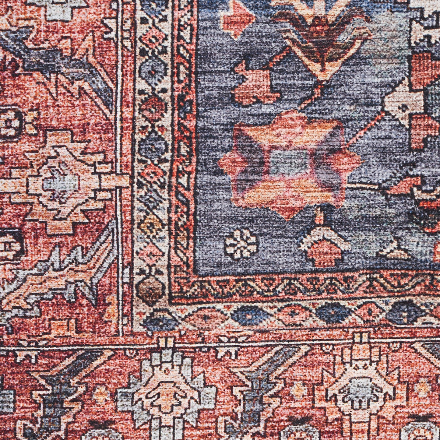 Nourison Grand Navy & Brick Pet Friendly Machine Washable Rug - Swatch