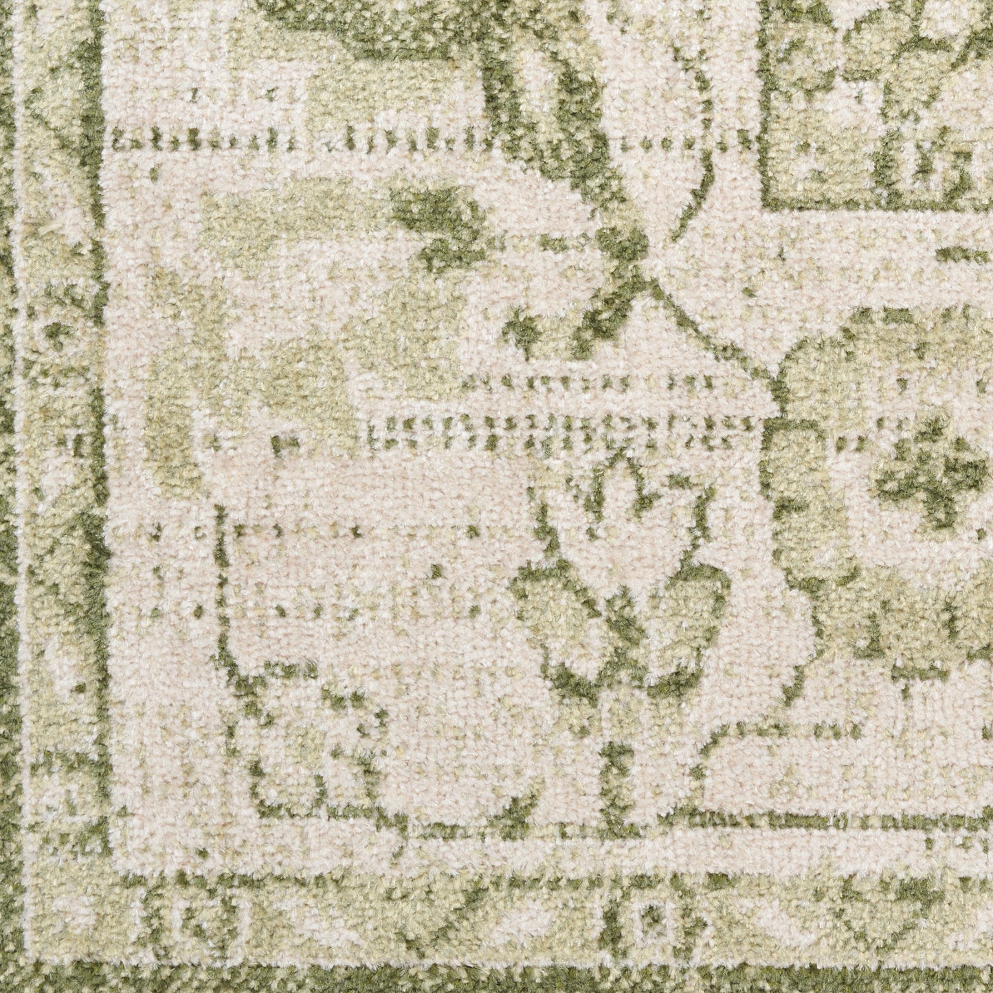 Nourison Astra Ivory & Green Pet Friendly Machine Washable Rug - Swatch