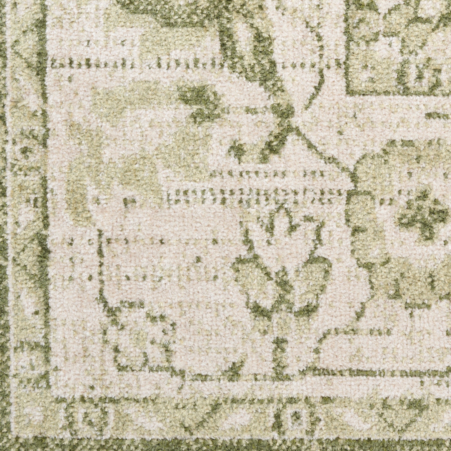 Nourison Astra Ivory & Green Pet Friendly Machine Washable Rug - Swatch