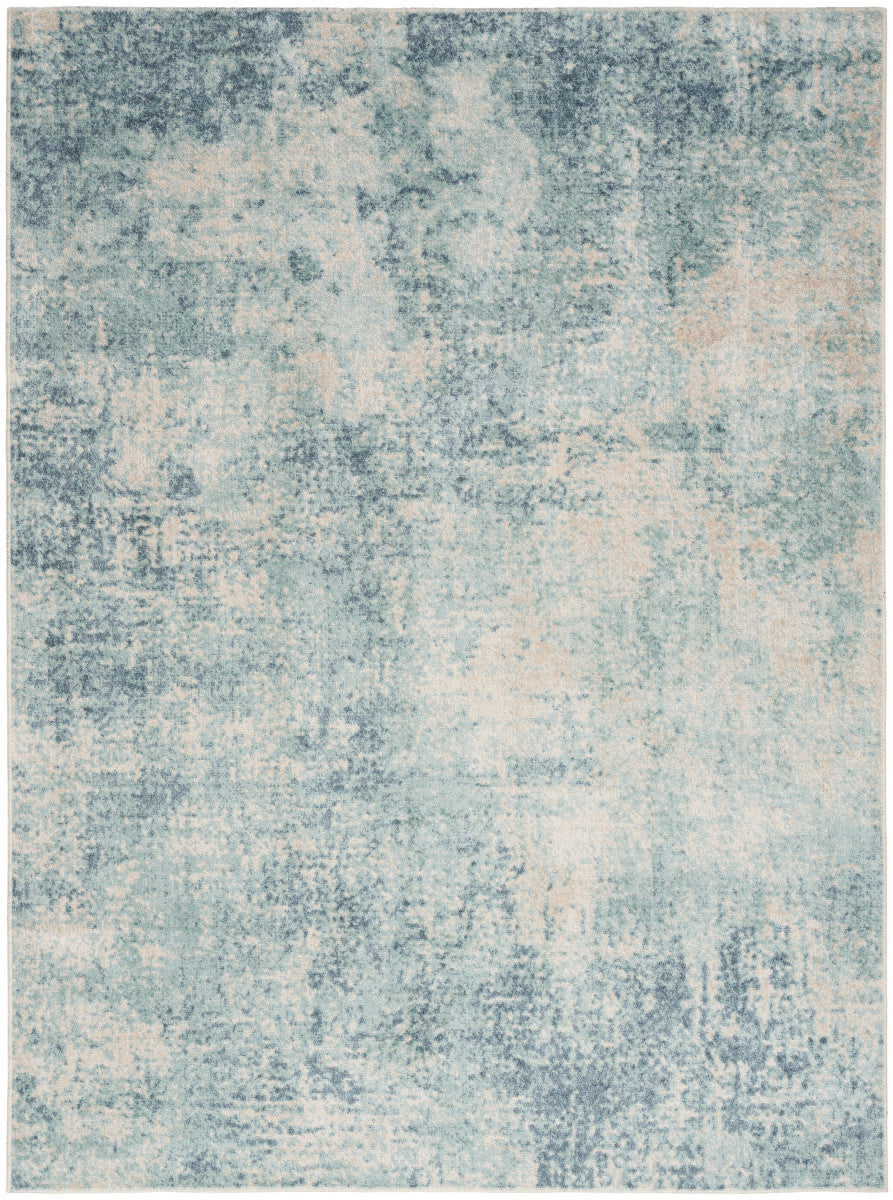 Nourison Astra Blue & Ivory Pet Friendly Machine Washable Rug - 5'3" x 7'