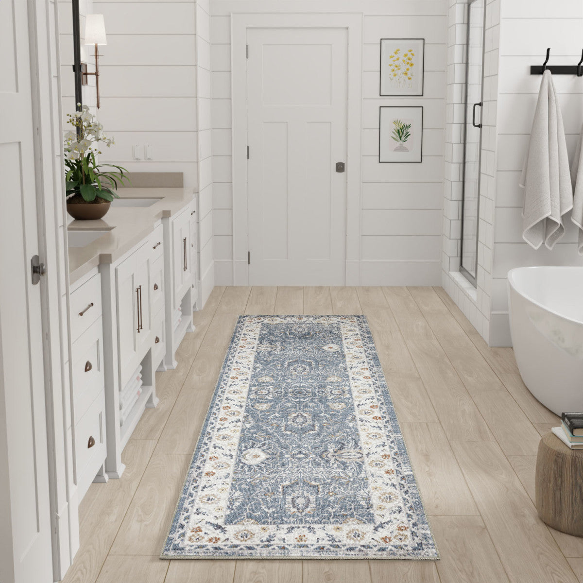 Nourison Astra Blue Pet Friendly Machine Washable Rug - Room Scene