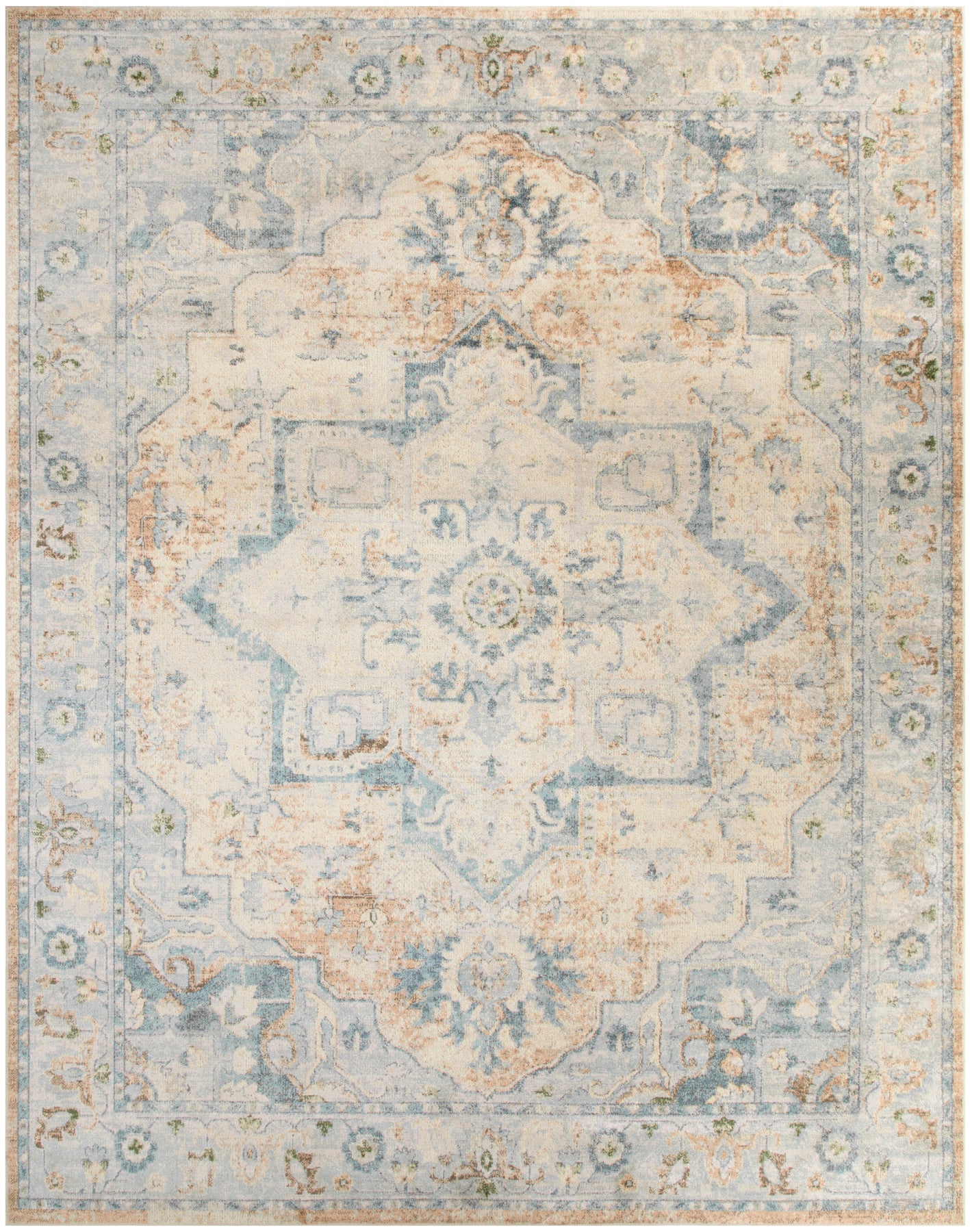 Nourison Astra Beige & Blue Pet Friendly Machine Washable Rug - Main