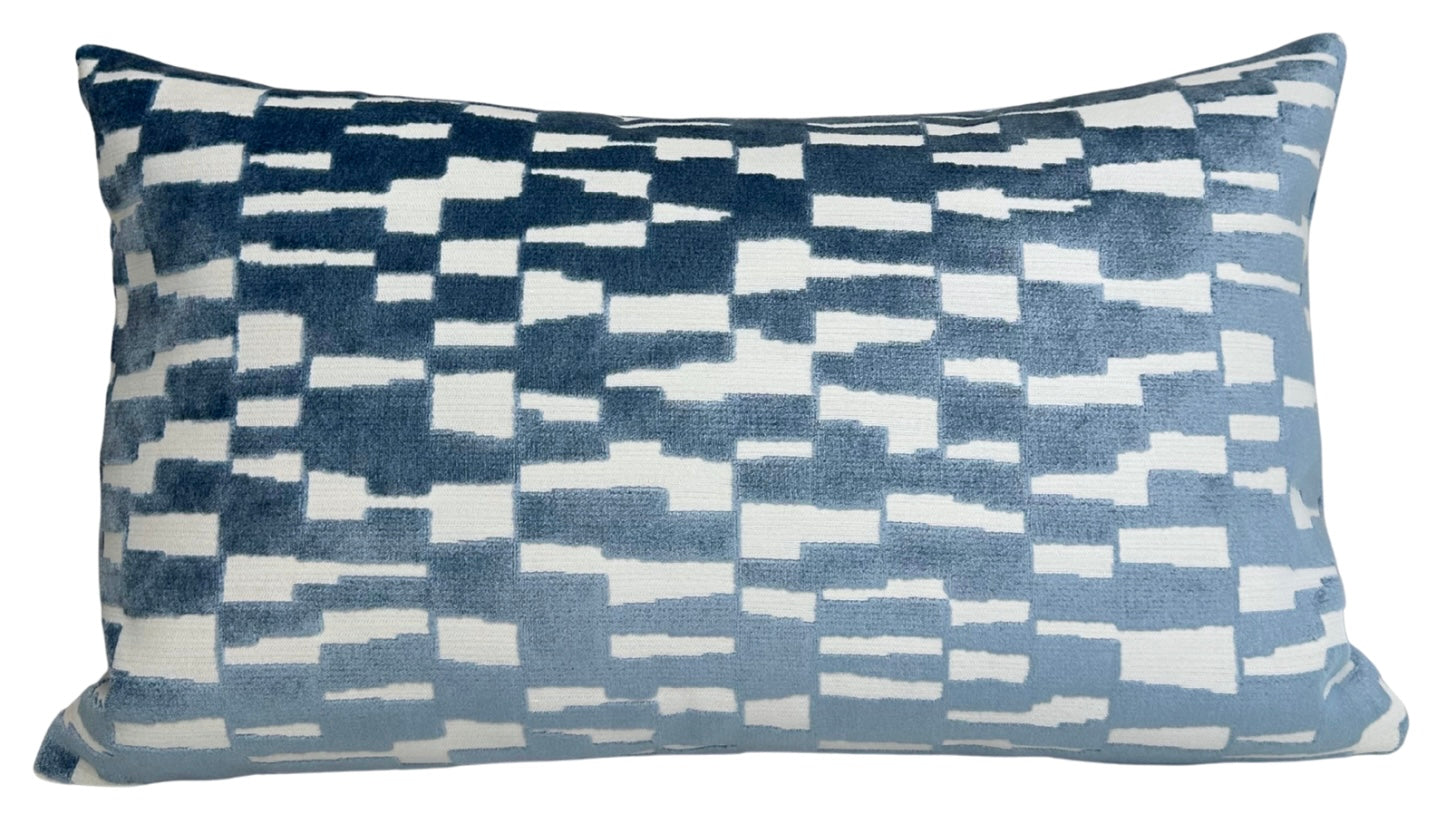 Mod Velvet Pillow in Marine Blue