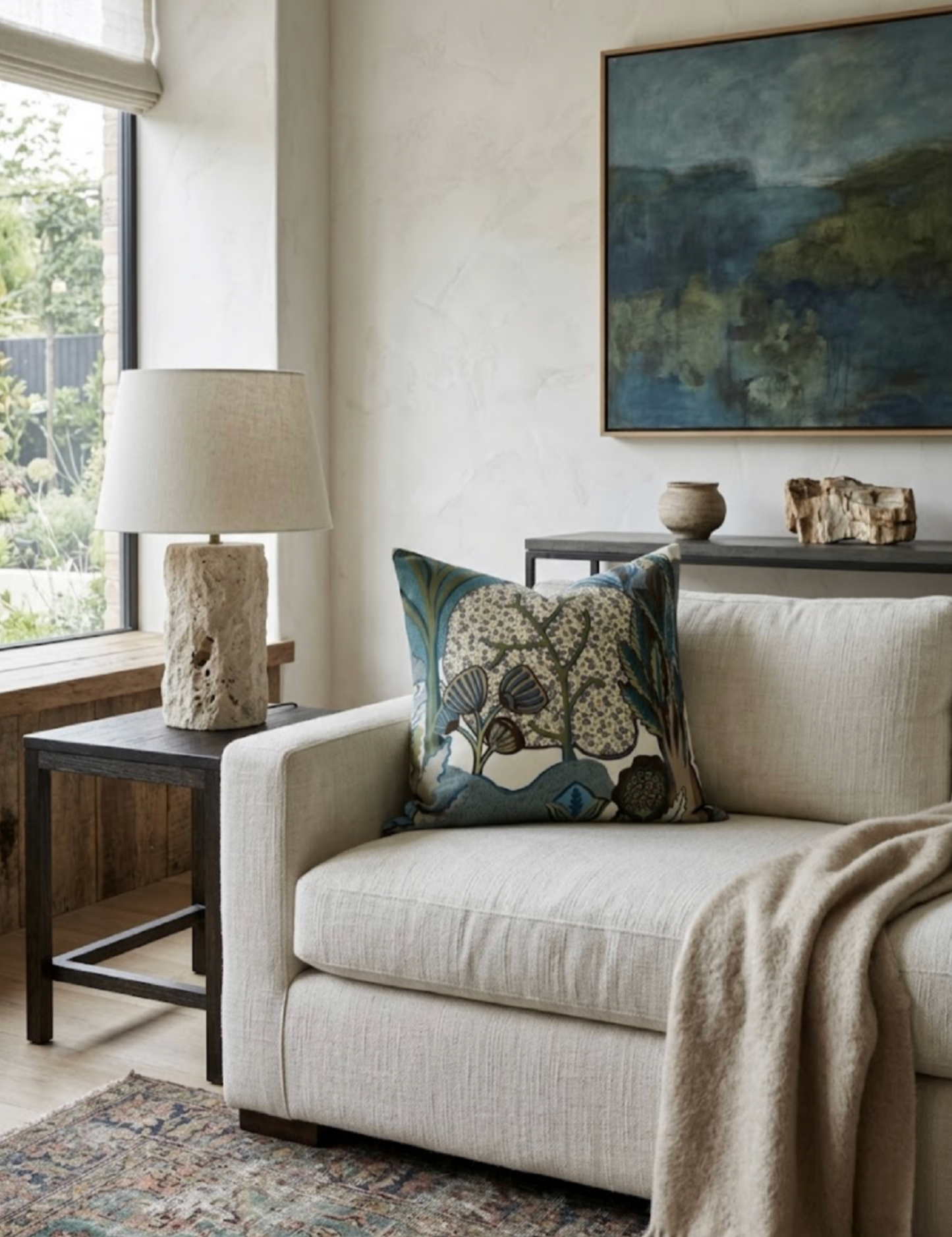 Albero Pillow in Sage and Beige