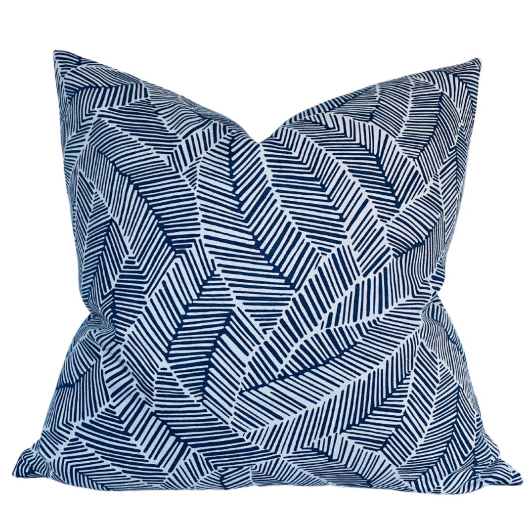 Abstract Leaf Pillow in Navy Blue
