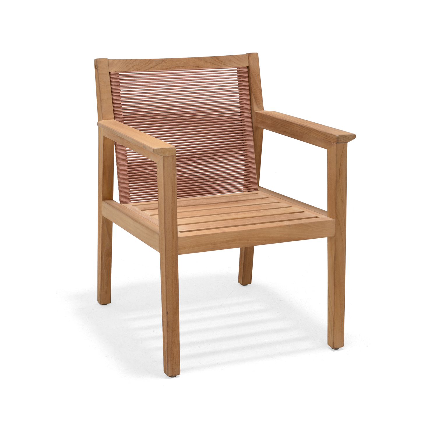 Agate Teak and Rope Armchair - Terracotta