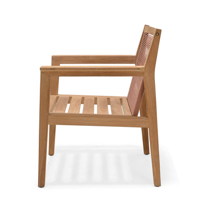 Agate Teak and Rope Armchair - Terracotta
