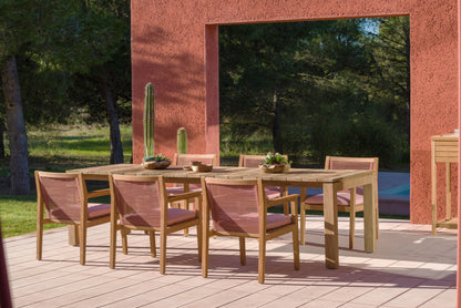 Agate Teak and Rope Armchair - Terracotta