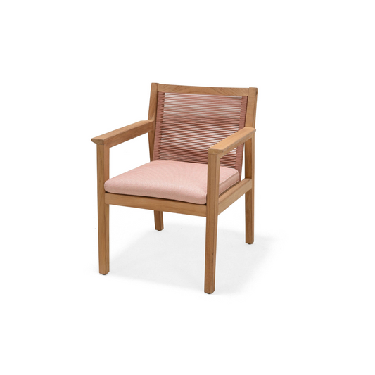 Agate Teak and Rope Armchair - Terracotta