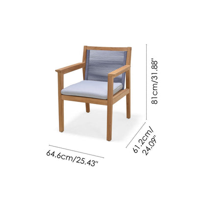 Agate Teak and Rope Armchair - Blue
